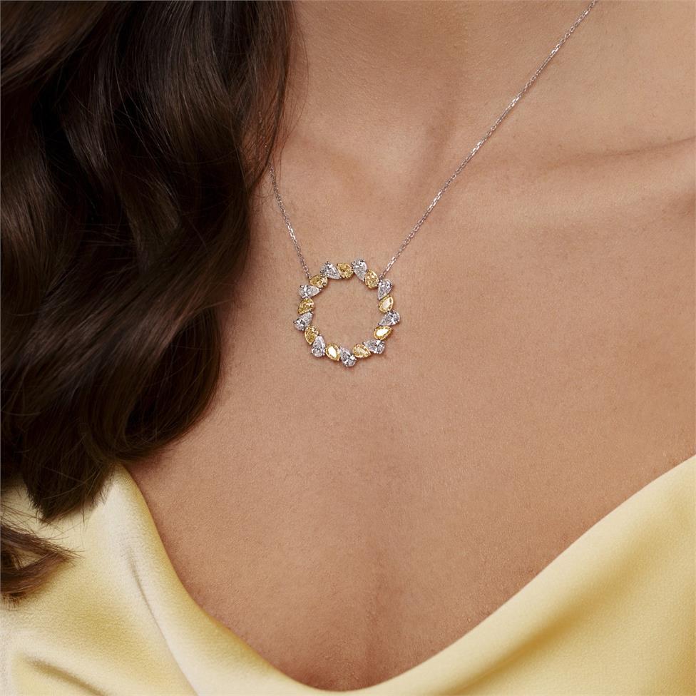 Aurora White Gold Yellow Diamond Circle Necklace Thumbnail Image 2