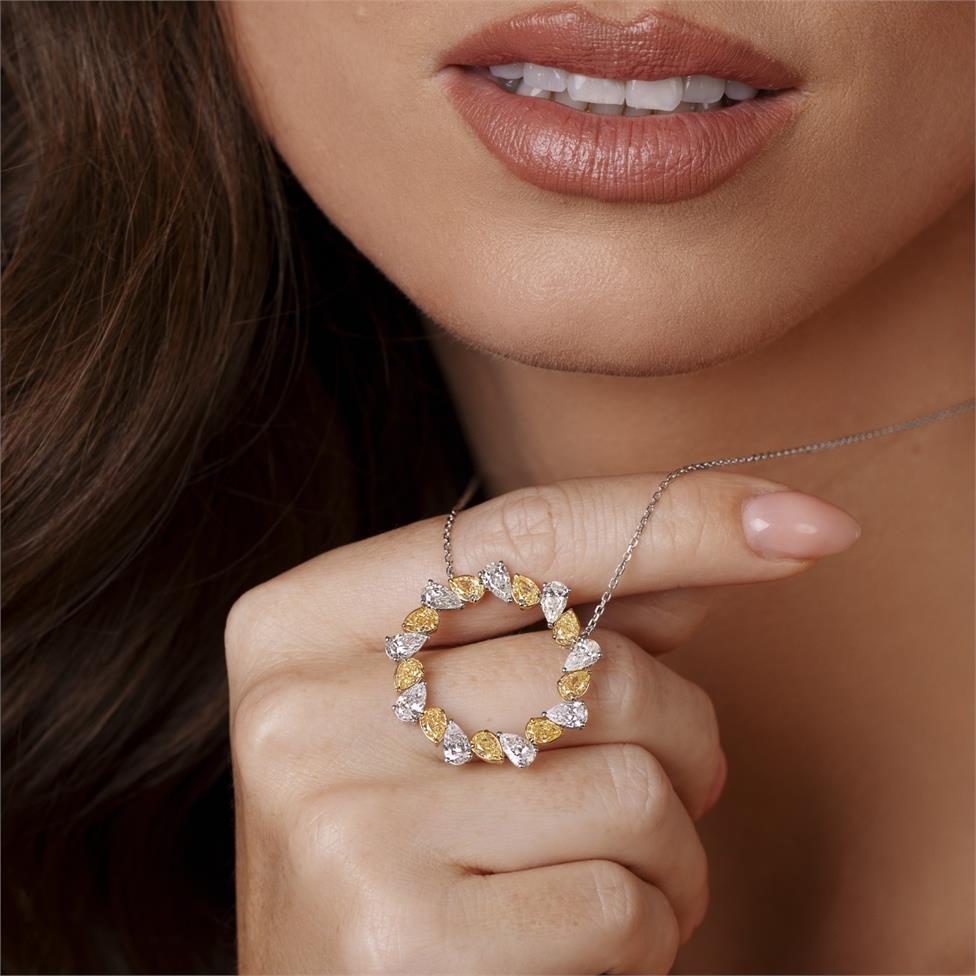 Aurora White Gold Yellow Diamond Circle Necklace Thumbnail Image 6