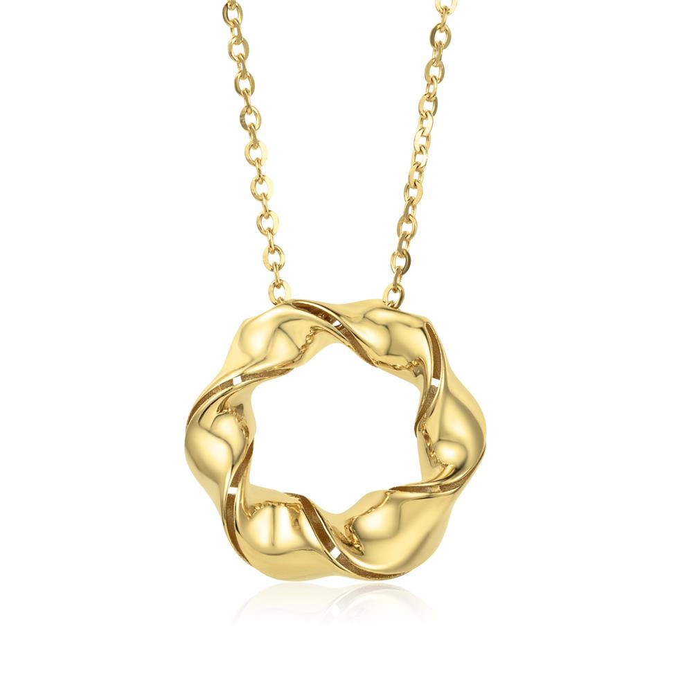 Aira 18ct Yellow Gold Twisted Circle Necklace Thumbnail Image 0