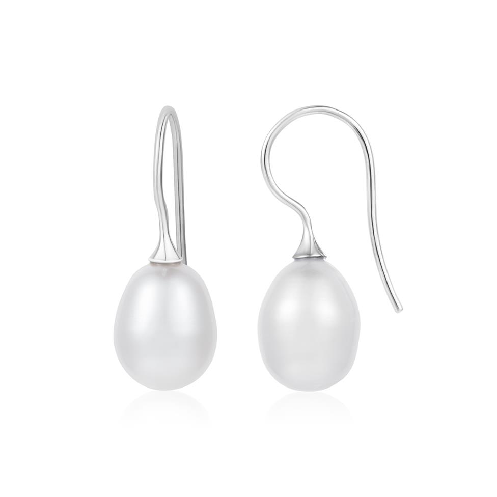 18ct White Gold Freshwater Pearl Drop Earrings Thumbnail Image 0