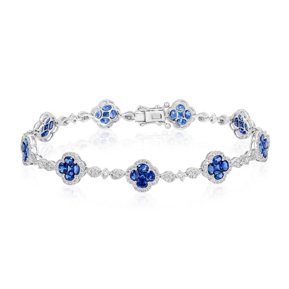 Fleur 18ct White Gold Sapphire and Diamond Bracelet Thumbnail Image 0
