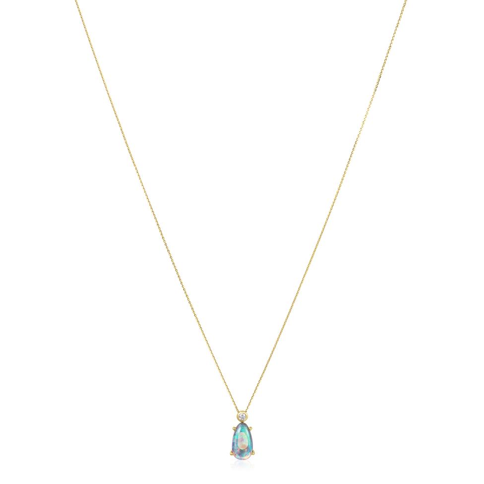 18ct Yellow Gold Black Opal Necklace Thumbnail Image 1