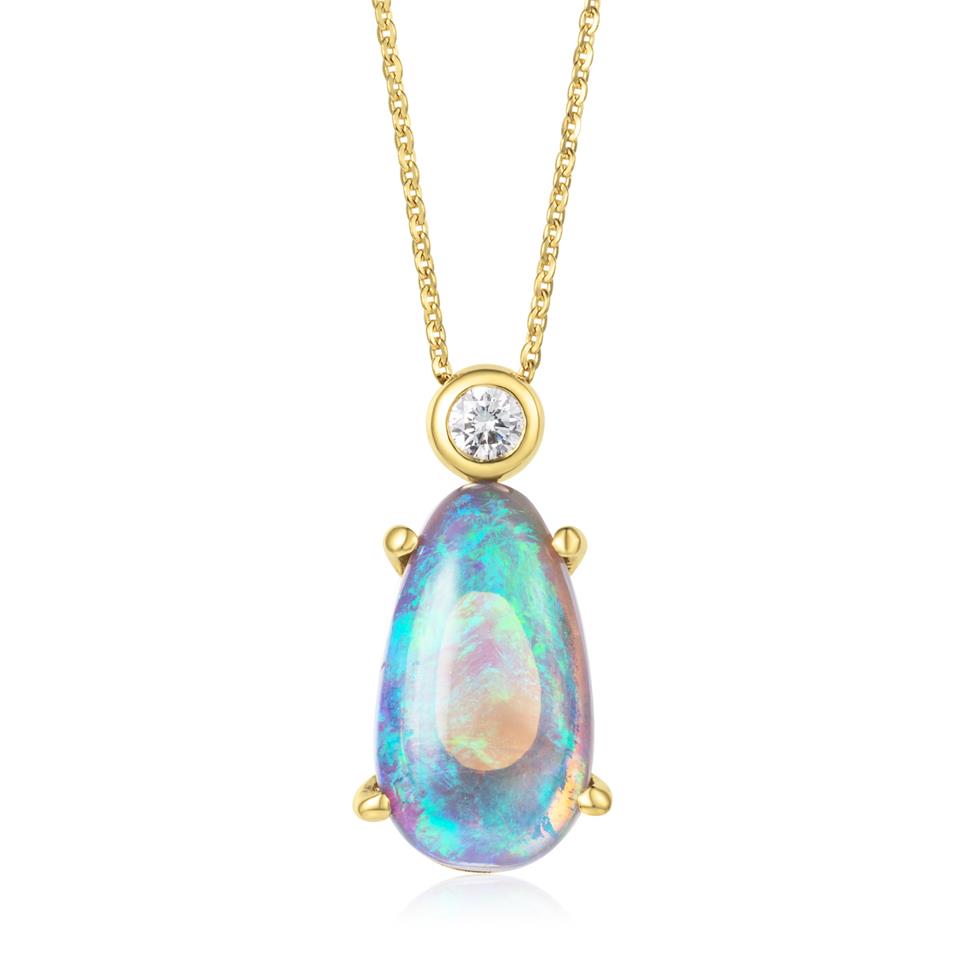18ct Yellow Gold Black Opal Necklace Thumbnail Image 0