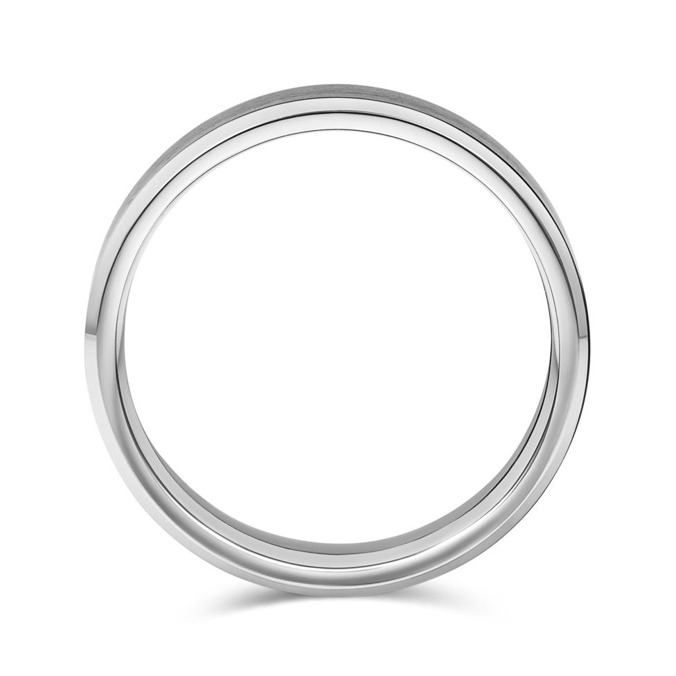 Platinum and Black Zirconium Centre Bevelled Wedding Ring Thumbnail Image 2