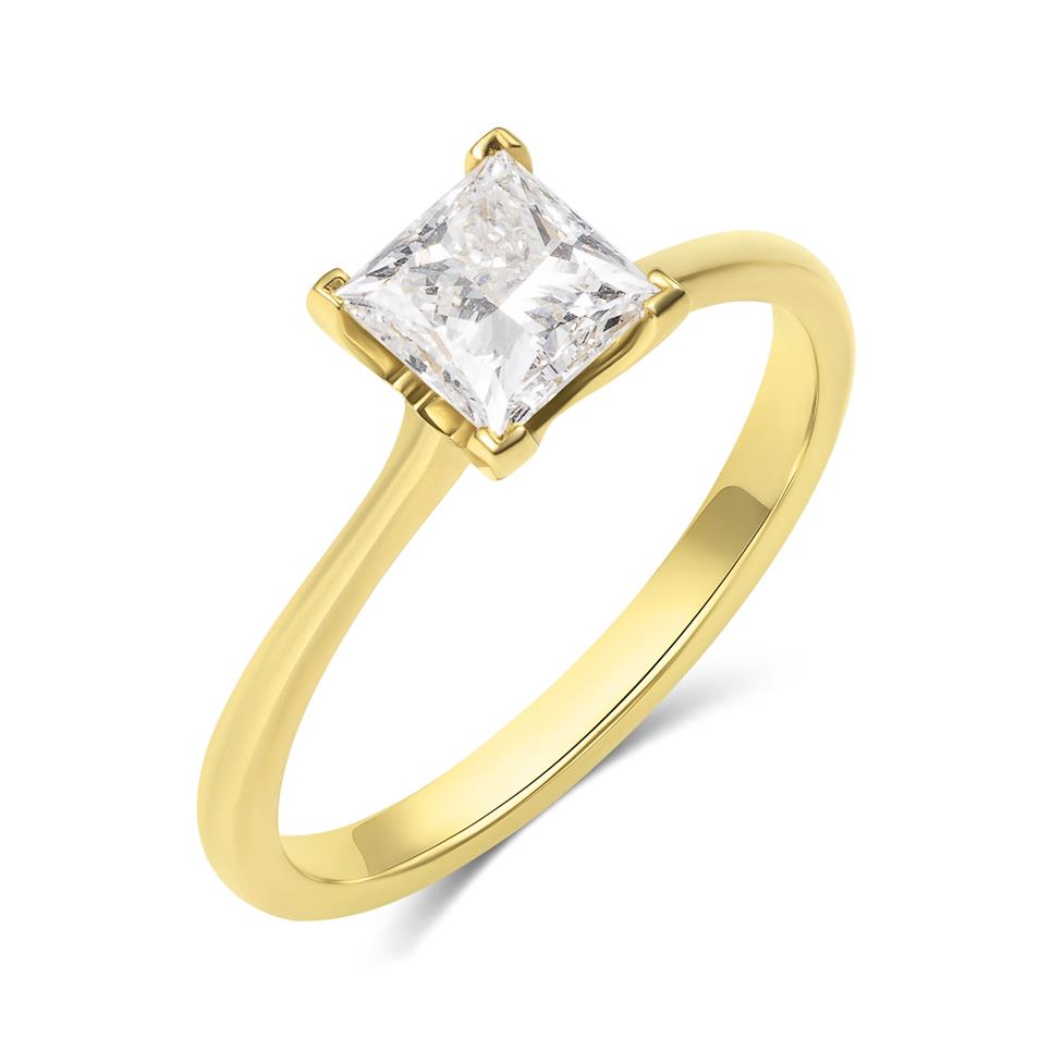18ct Yellow Gold Princess Cut Diamond Solitaire Engagement Ring 1.00ct Thumbnail Image 0