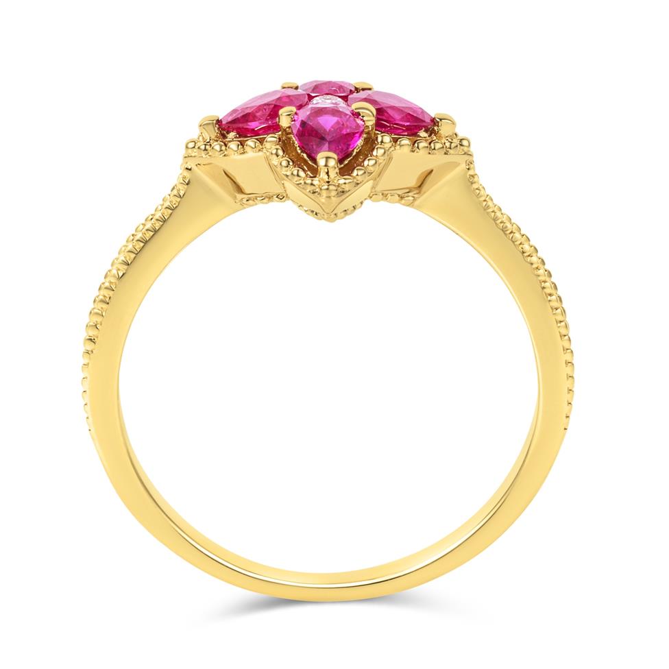Fleur 18ct Yellow Gold Ruby Ring Thumbnail Image 2