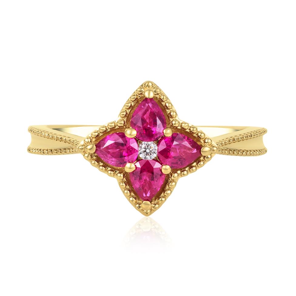 Fleur 18ct Yellow Gold Ruby Ring Thumbnail Image 1