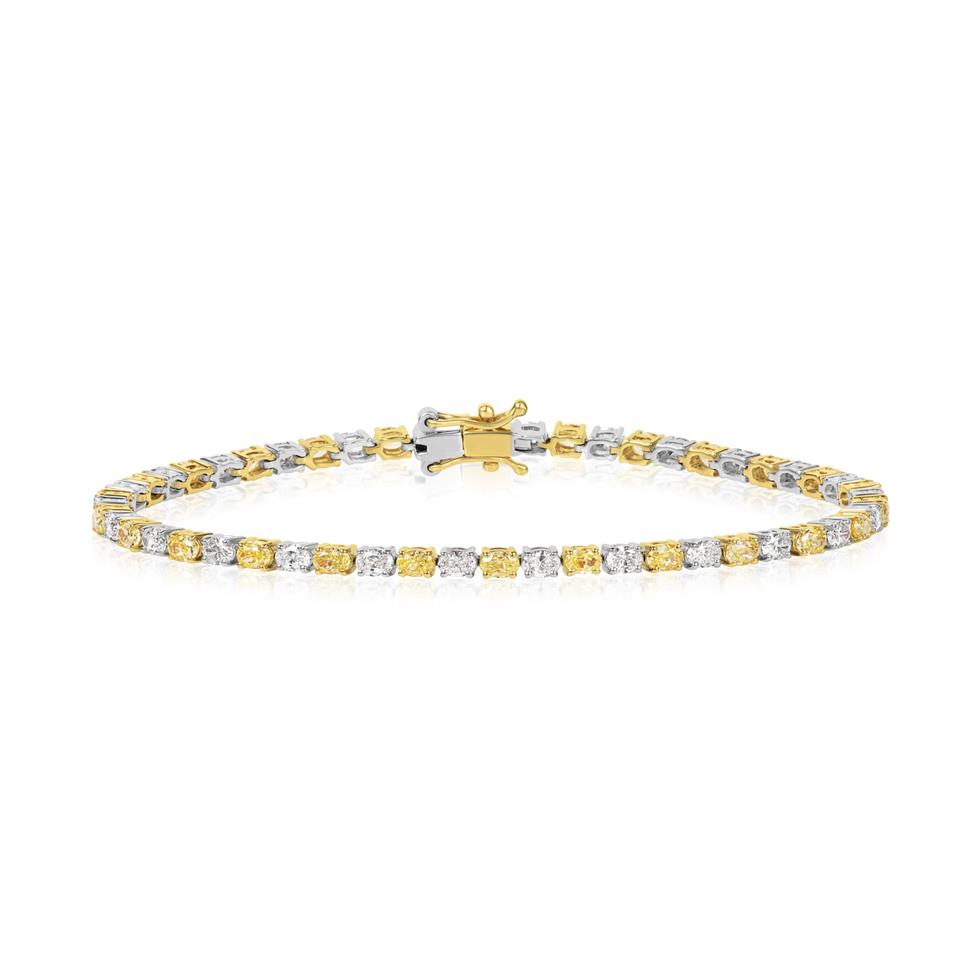 18ct Gold Yellow and White Diamond Tennis Bracelet 5.09ct Thumbnail Image 0
