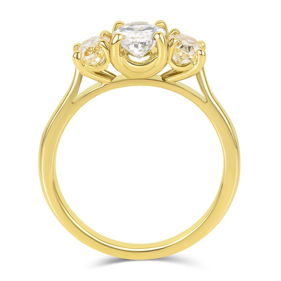 18ct Yellow Gold Oval Diamond Three Stone Engagement Ring 1.92ct Thumbnail Image 2