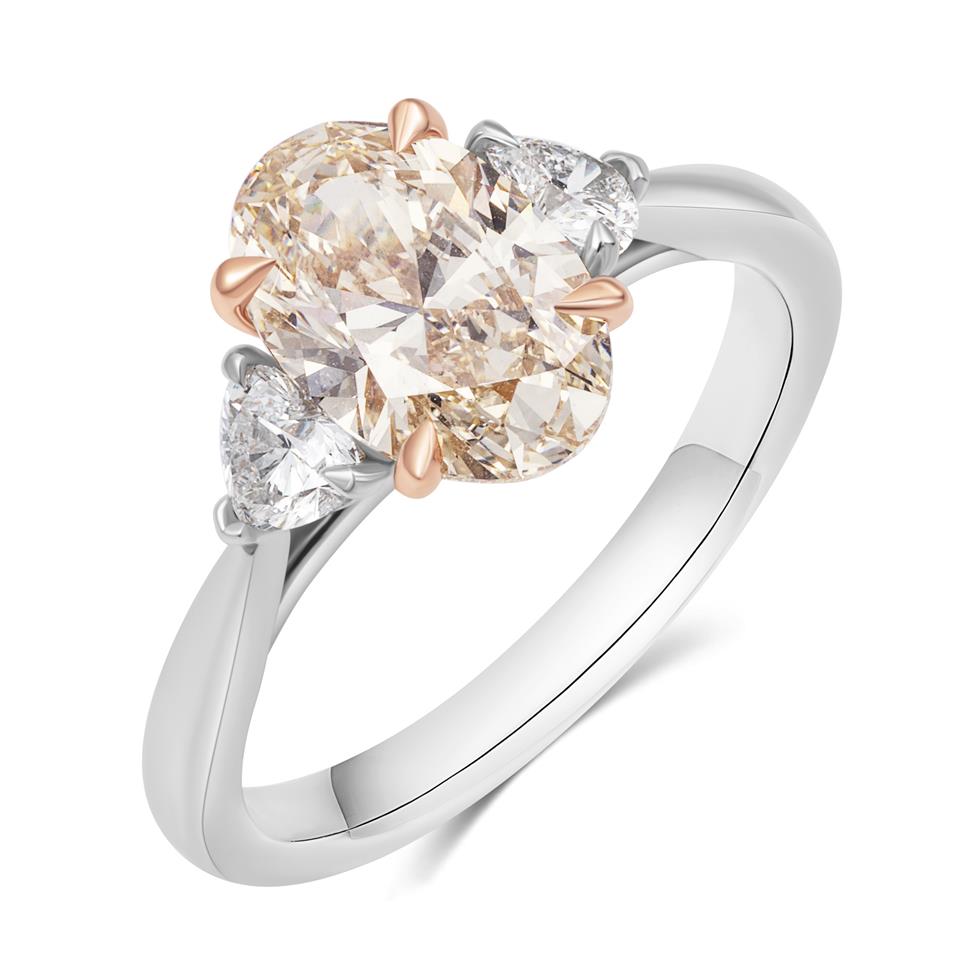 Platinum Oval Diamond Three Stone Engagement Ring 2.43ct Thumbnail Image 0