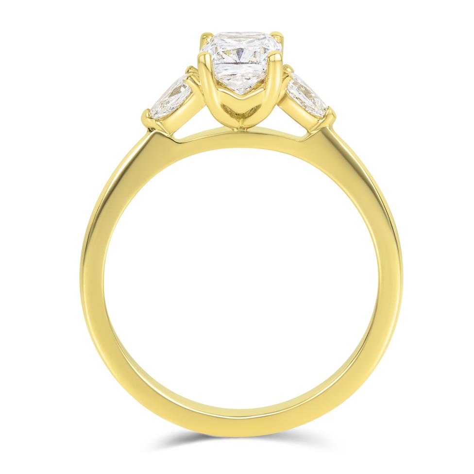 18ct Yellow Gold Three Stone Cushion Diamond Engagement Ring 1.26ct Thumbnail Image 2