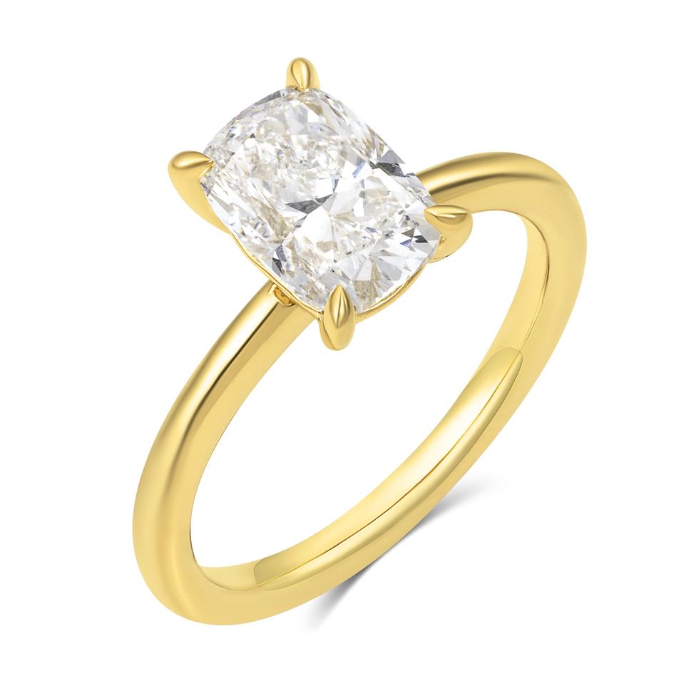 18ct Yellow Gold Lab Grown Cushion Diamond Engagement Ring 2.00ct Thumbnail Image 0