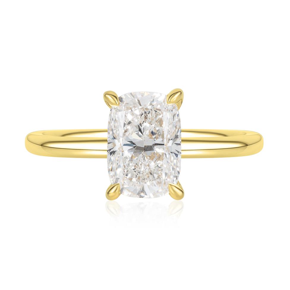 18ct Yellow Gold Lab Grown Cushion Diamond Engagement Ring 2.00ct Thumbnail Image 1