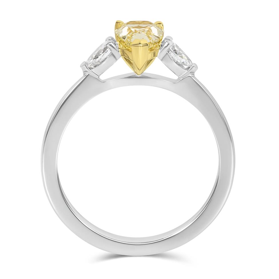Platinum Yellow Pear Diamond Engagement Ring 0.90ct Thumbnail Image 2