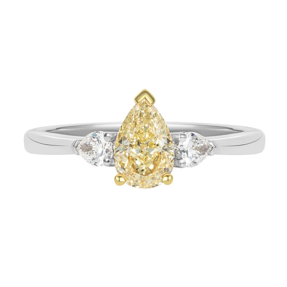 Platinum Yellow Pear Diamond Engagement Ring 0.90ct Thumbnail Image 1
