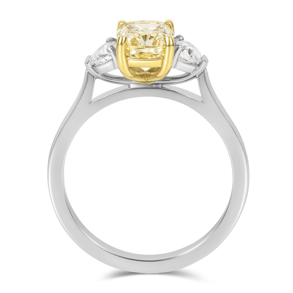 Platinum Yellow Cushion Diamond Engagement Ring 1.51ct Thumbnail Image 2