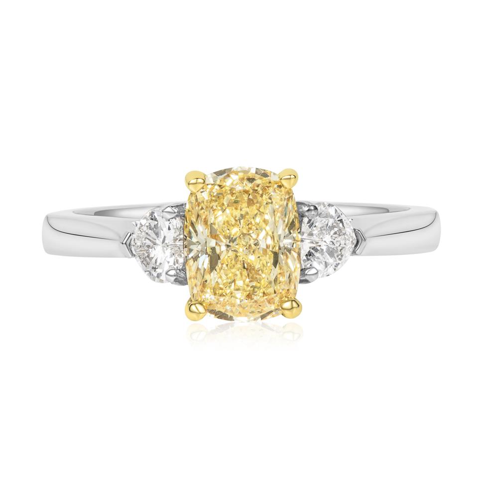Platinum Yellow Cushion Diamond Engagement Ring 1.51ct Thumbnail Image 1