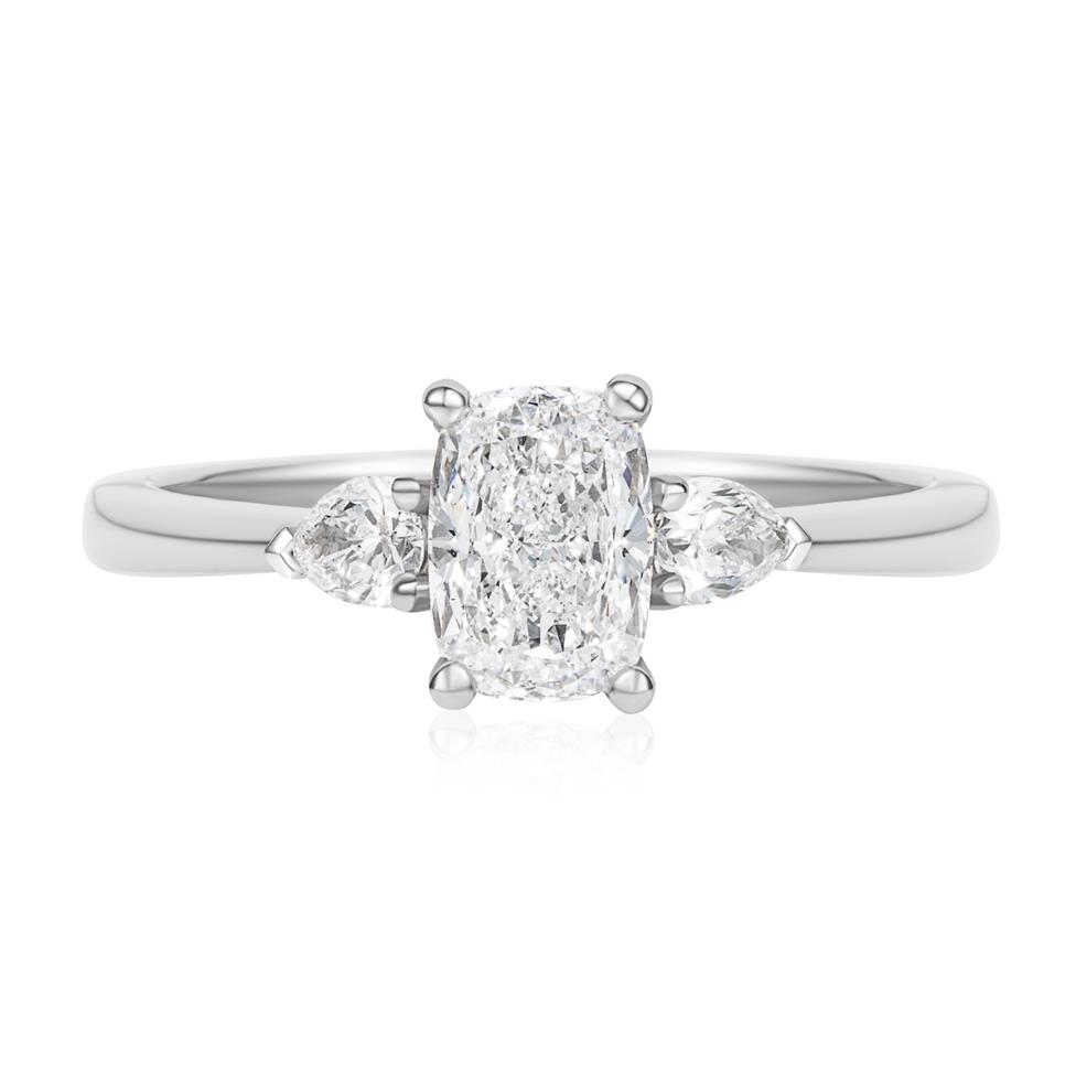 Platinum Three Stone Cushion Diamond Engagement Ring 1.26ct Thumbnail Image 1