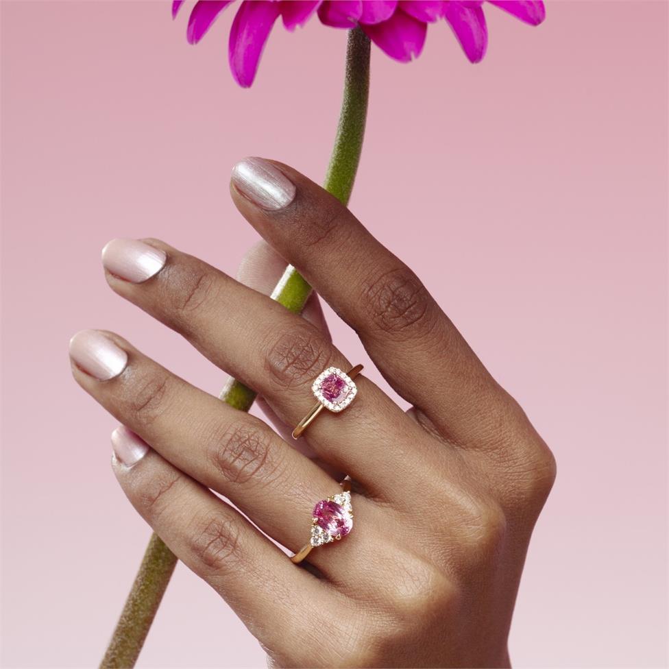 18ct Yellow Gold Pink Spinel and Diamond Ring Thumbnail Image 4