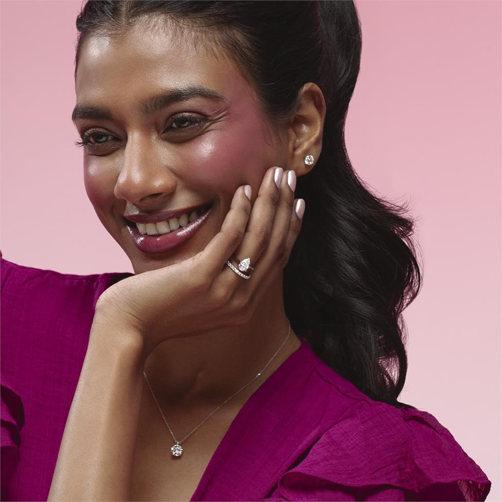 Platinum Pear Diamond Solitaire Engagement Ring 1.21ct Thumbnail Image 4