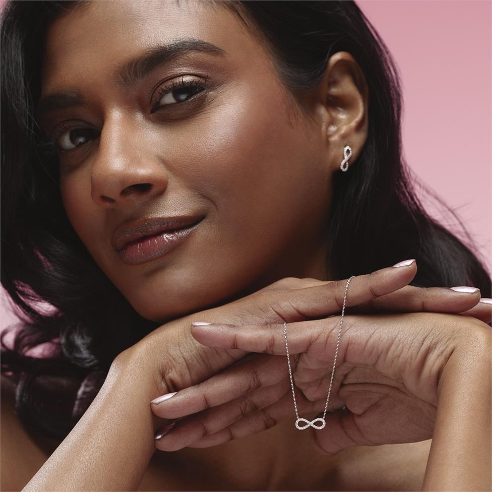 Infinity 18ct White Gold Diamond Earrings 0.16ct Thumbnail Image 1