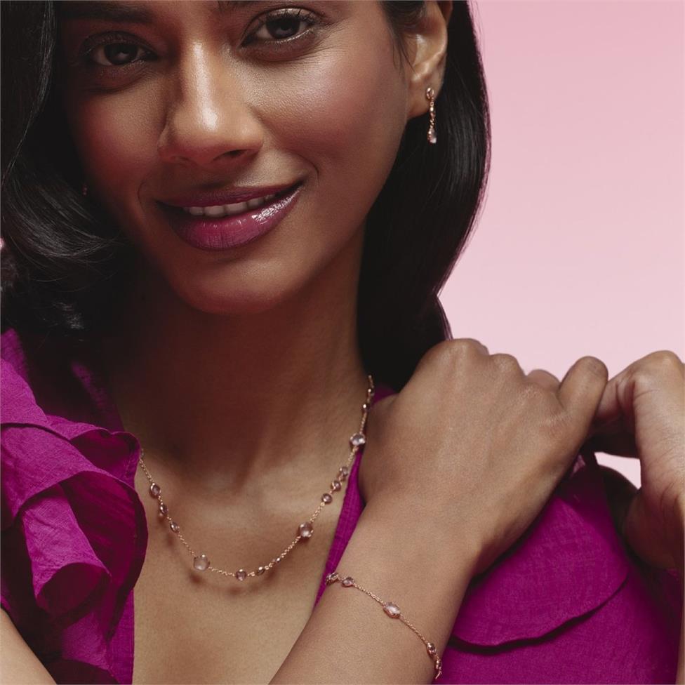 Bloom 18ct Rose Gold Amethyst Necklace 45cm Thumbnail Image 3