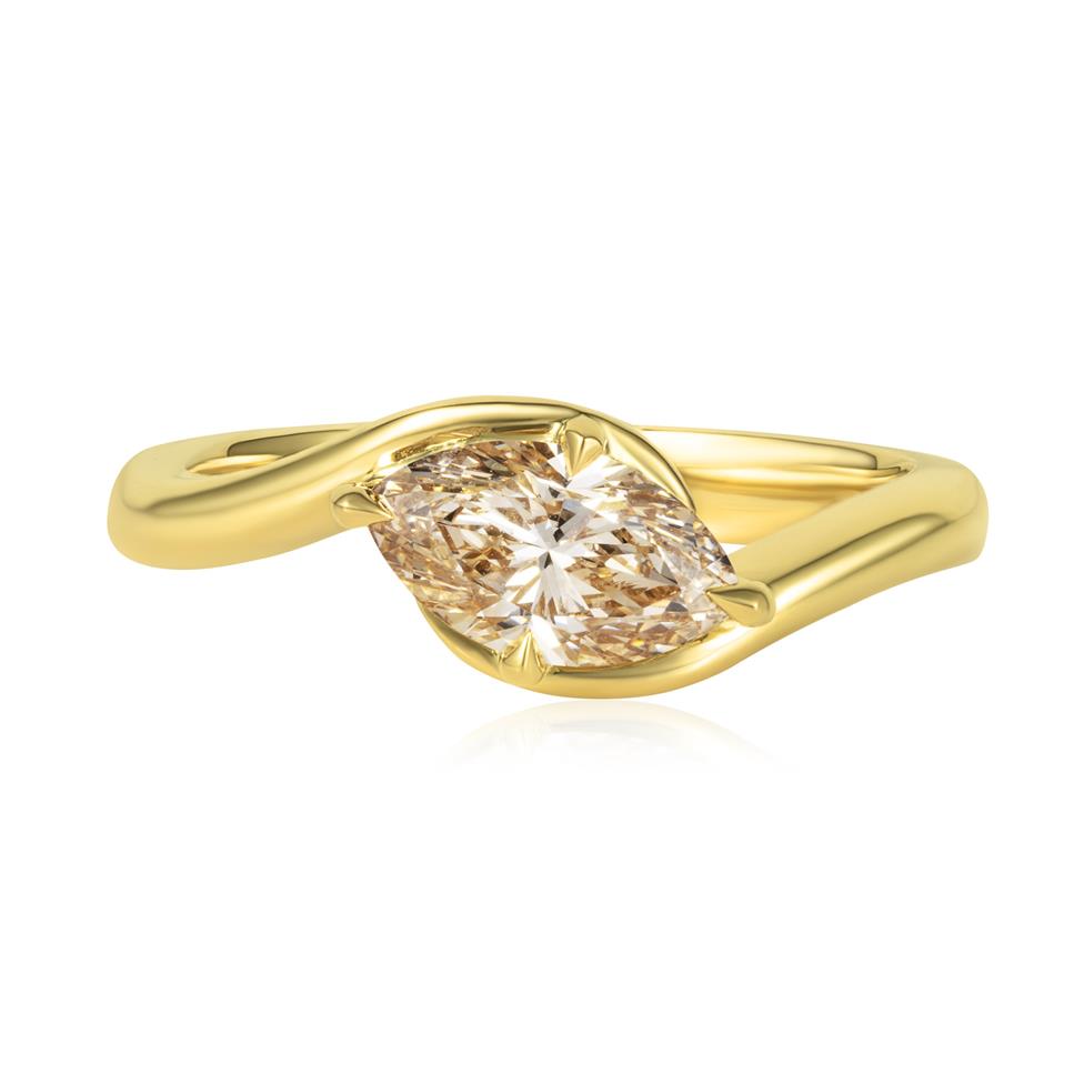 18ct Yellow Gold Champagne Marquise Diamond Engagement Ring 1.04ct Thumbnail Image 1