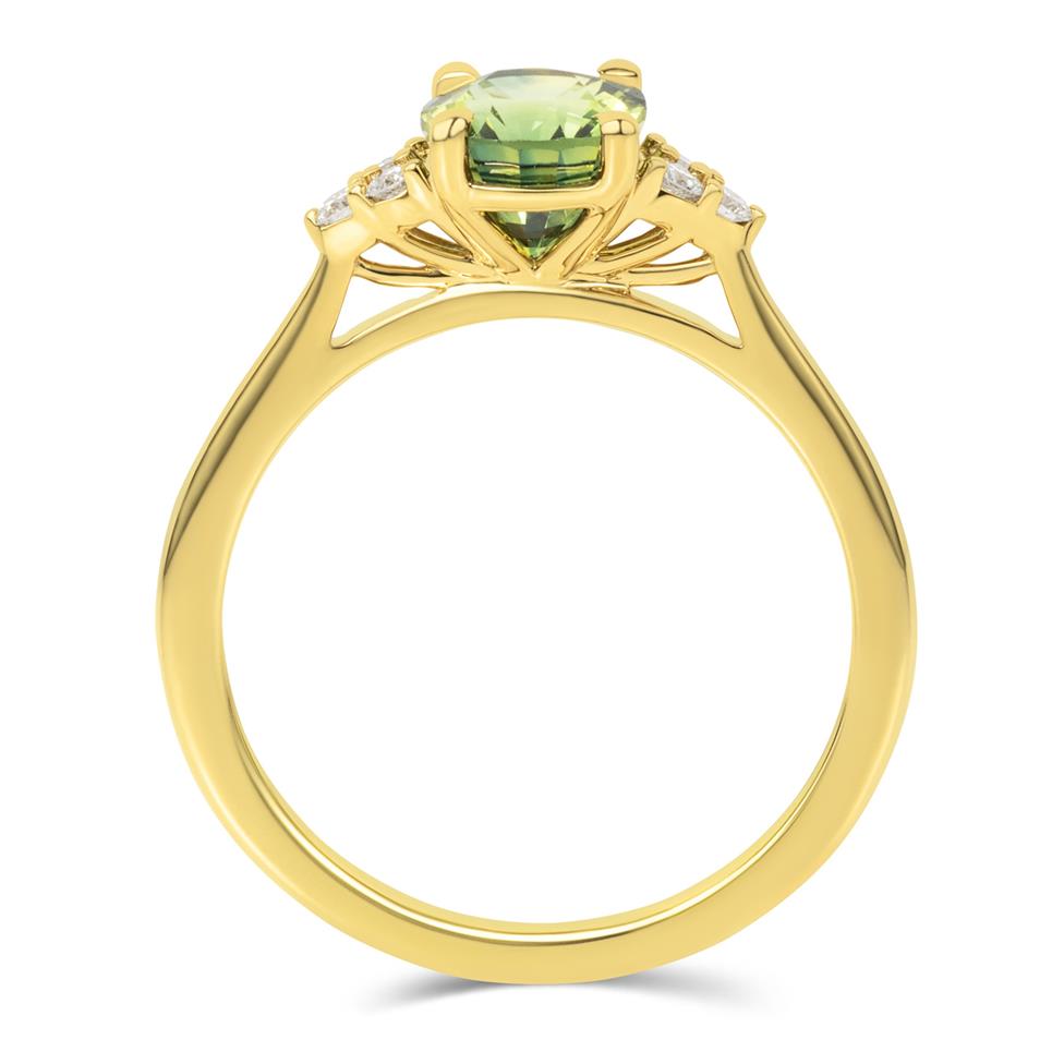 18ct Yellow Gold Oval Bi-Colour Sapphire and Diamond Engagement Ring Thumbnail Image 2