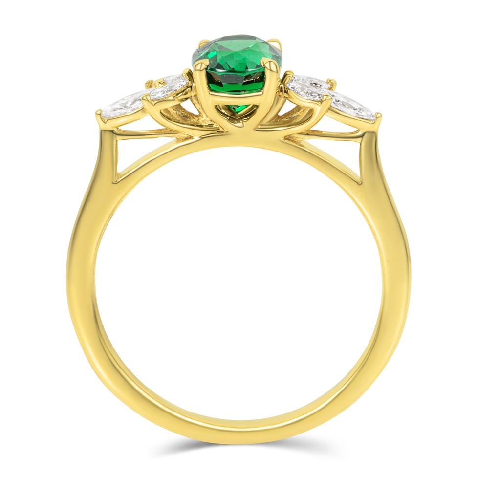 18ct Yellow Gold Tsavorite Garnet and Diamond Ring Thumbnail Image 2