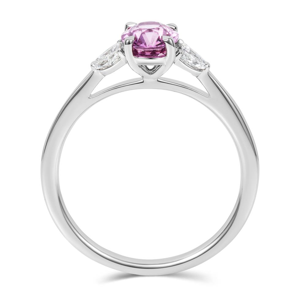 Platinum Pink Sapphire and Diamond Engagement Ring 1.00ct Thumbnail Image 2