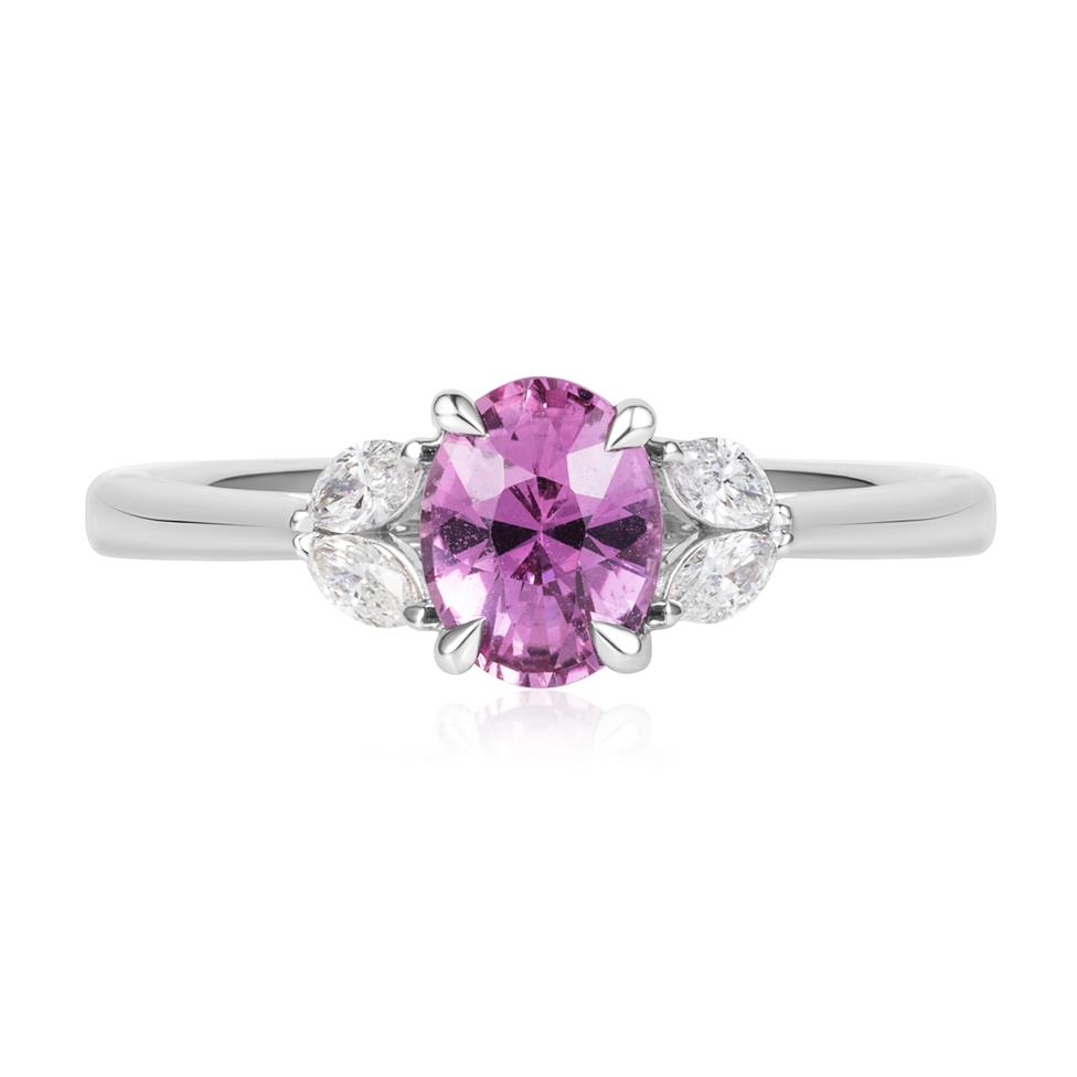 Platinum Pink Sapphire and Diamond Engagement Ring 1.00ct Thumbnail Image 1