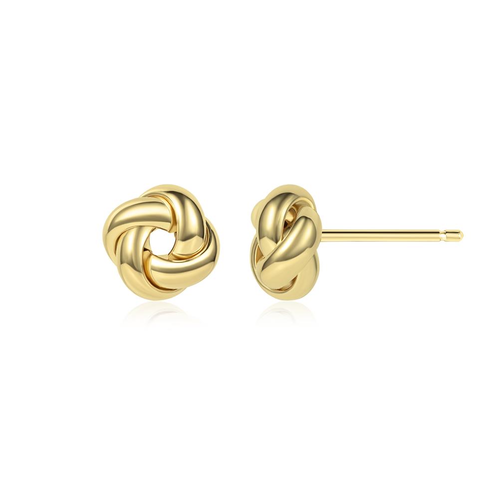 18ct Yellow Gold Knot Stud Earrings 7.5mm Thumbnail Image 0