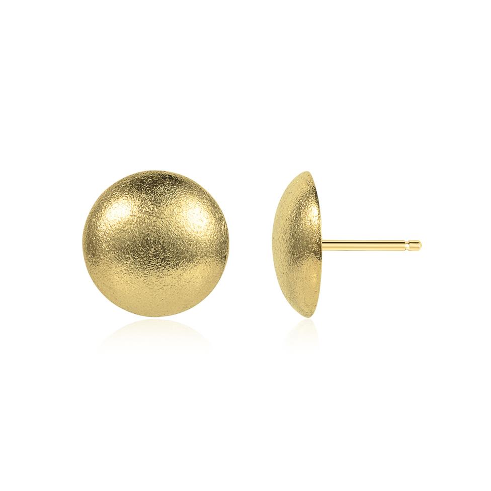 18ct Yellow Gold Round Satin Finish Stud Earrings Thumbnail Image 0