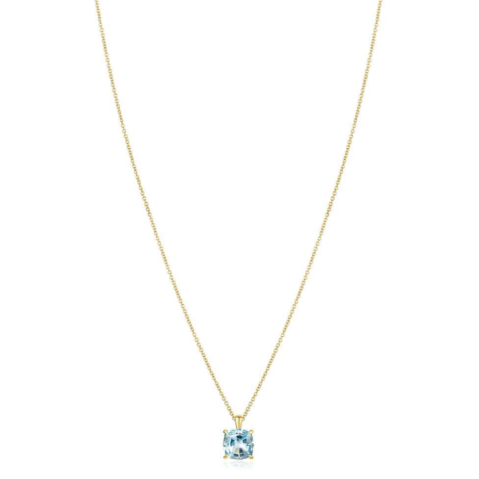 18ct Yellow Gold Web Cut Aquamarine Pendant Thumbnail Image 1