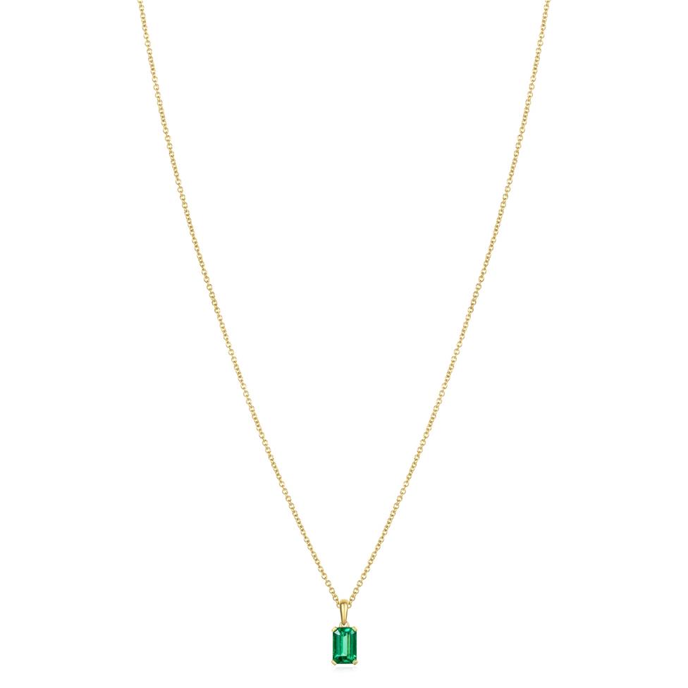 18ct Yellow Gold Emerald Cut Emerald Pendant Thumbnail Image 1