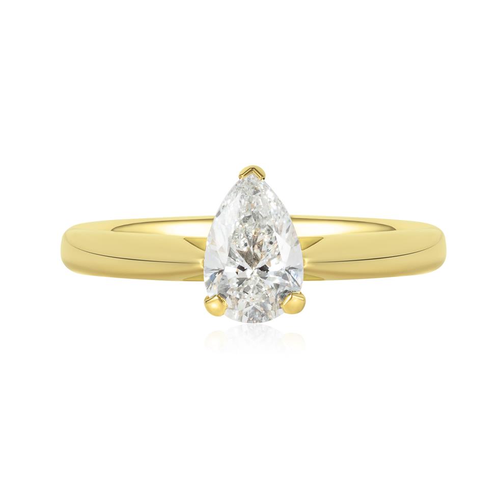 18ct Yellow Gold Diamond Pear Shape Solitaire Engagement Ring 0.70ct Thumbnail Image 1