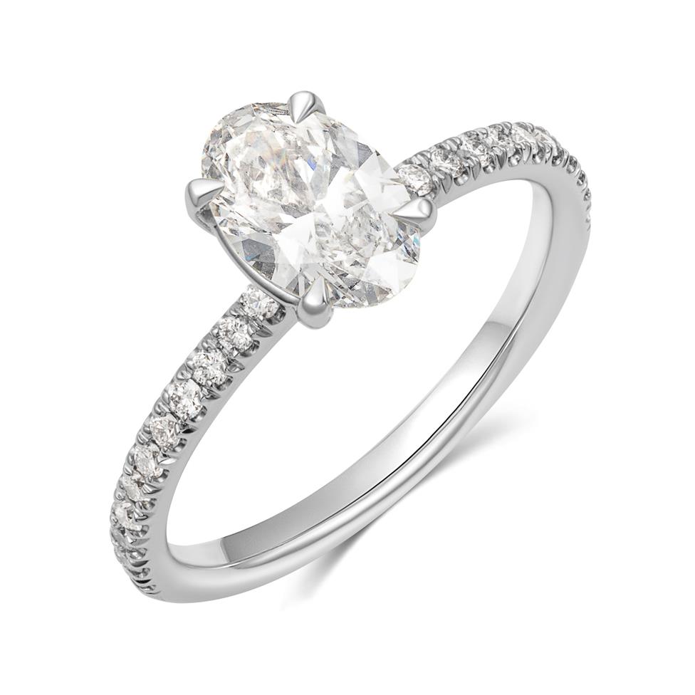 Platinum Lab Grown Oval Diamond Engagement Ring 1.00ct Thumbnail Image 0