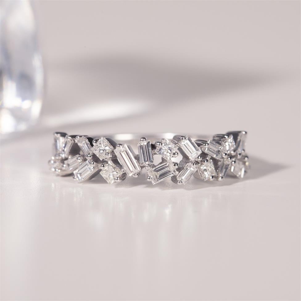 Stardust 18ct White Gold Baguette Cut and Princess Diamond Dress Ring 0.57ct Thumbnail Image 4