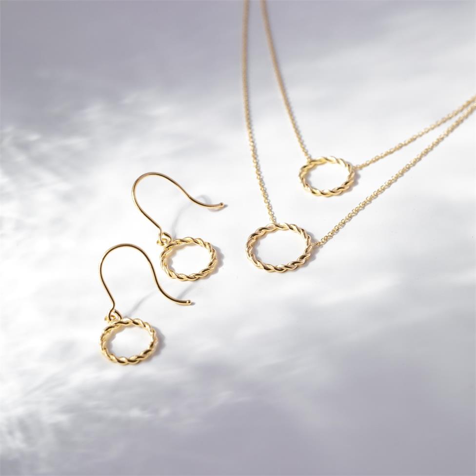 Aura 18ct Yellow Gold Drop Earrings Thumbnail Image 2