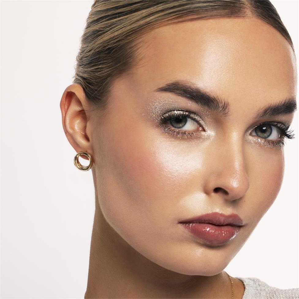 Aira 18ct Yellow Gold Twisted Circle Stud Earrings Thumbnail Image 2