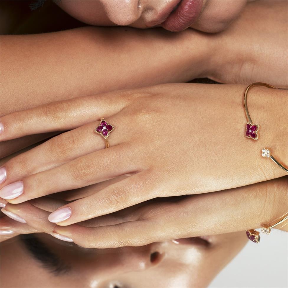 Fleur 18ct Yellow Gold Ruby Bangle Thumbnail Image 1