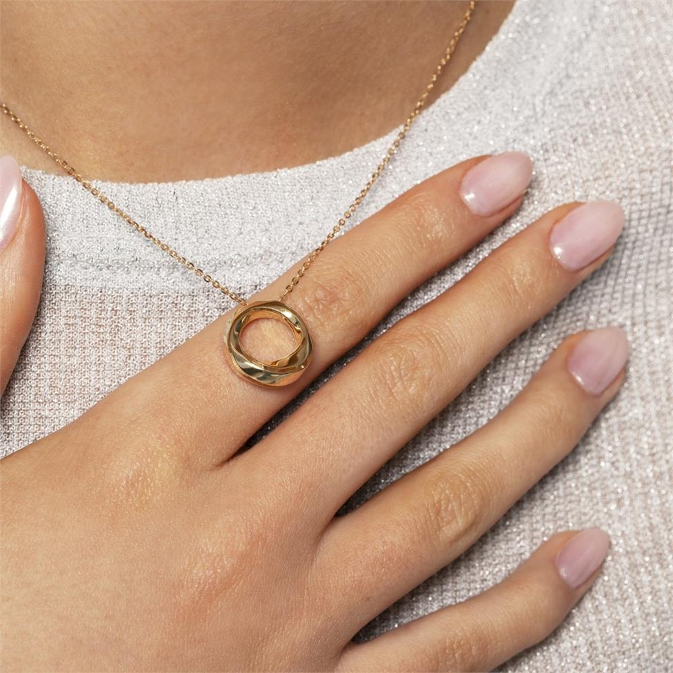 Aira 18ct Yellow Gold Twisted Circle Necklace Thumbnail Image 1