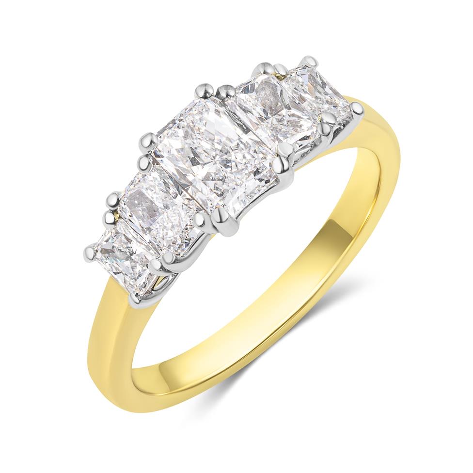 18ct Yellow Gold Five Stone Radiant Diamond Ring 1.62ct Thumbnail Image 0