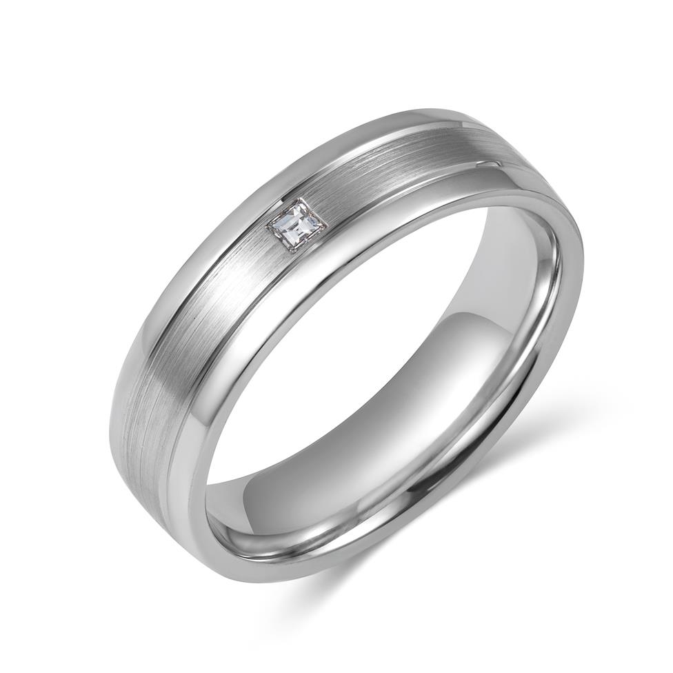 Platinum Diamond Set Wedding Ring 0.05ct Thumbnail Image 0