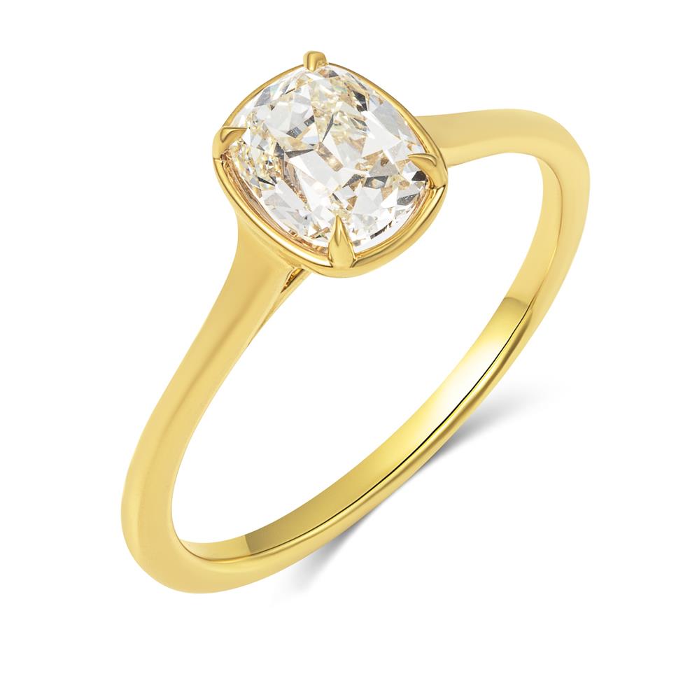 18ct Yellow Gold Old Mine Cut Diamond Solitaire Engagement Ring 1.00ct Thumbnail Image 0