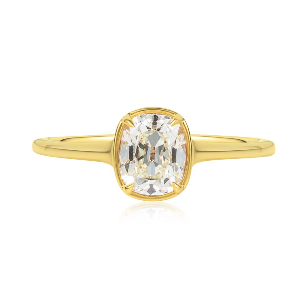18ct Yellow Gold Old Mine Cut Diamond Solitaire Engagement Ring 1.00ct Thumbnail Image 1