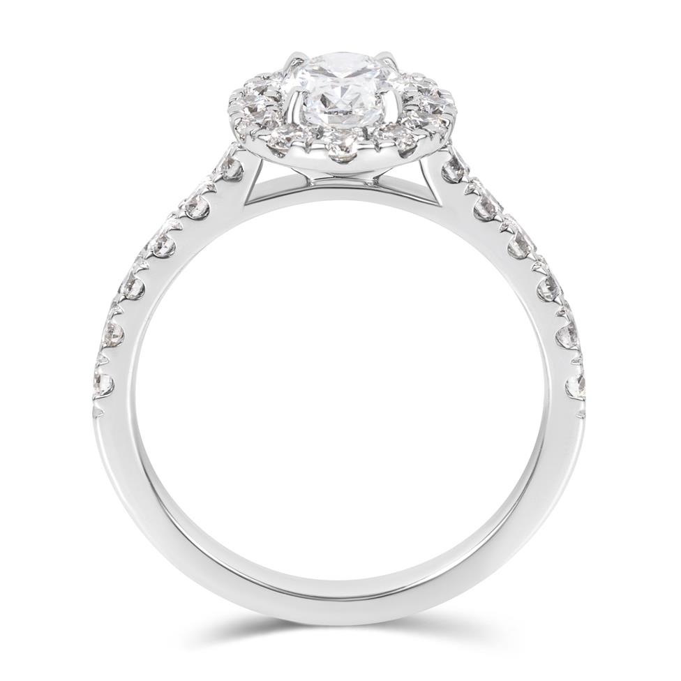 Platinum Oval Diamond Halo Engagement Ring 1.54ct Thumbnail Image 2