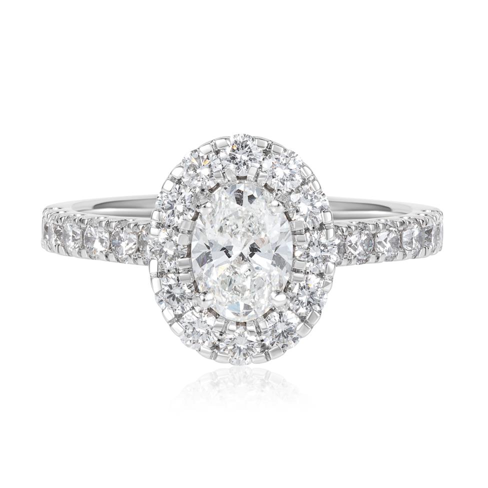 Platinum Oval Diamond Halo Engagement Ring 1.54ct Thumbnail Image 1