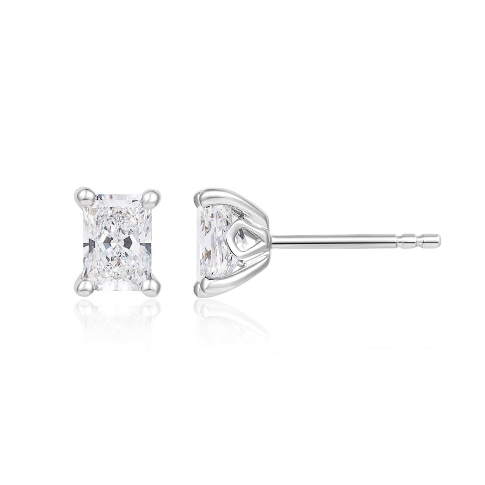 18ct Yellow Gold Lab Grown Radiant-Cut Diamond Earrings 1.40ct Thumbnail Image 0