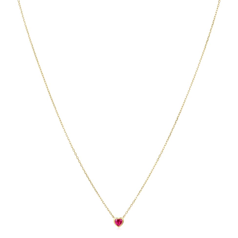 18ct Yellow Gold Ruby Heart Necklace Thumbnail Image 2